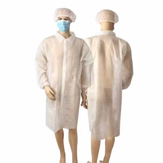 Großhandel Isolationskittel unterschiedlicher Größe aus blauem PP-Vliesstoff mit Strickbündchen Einweg-Isolationskittel