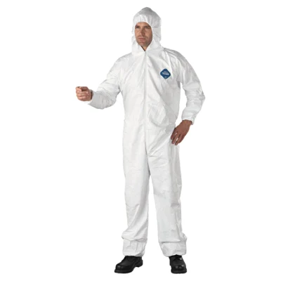 Fabrikpreis En14126 Tyvek-Overall Cat3 SMS+PE 60g Overall Chemische wiederverwendbare Isolationskittel Schutzkleidung Typ 5/6 Waschbarer Overall Tyvek 400