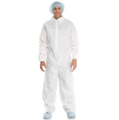 PPE-Plus Einweg-Schutzkleidung aus Vliesstoff, staubdicht, Reinigung, Kapuzenoverall, weiß